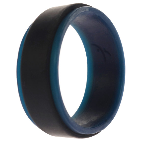 Silicone Wedding 2Layer Step Ring - Blue-Black by ROQ for Men - 11 mm Ring - Picture 2 of 2